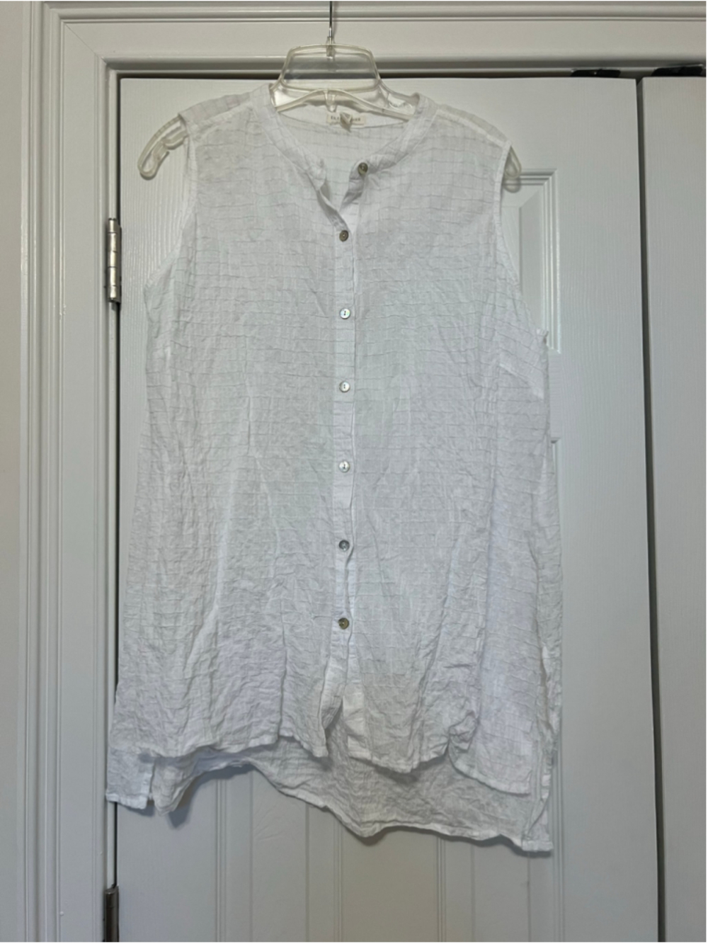 Women's Eileen Fisher Sleeveless Button Down Shirt White 1X